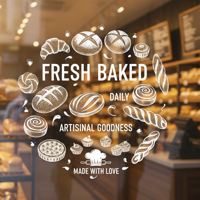 Vinil autocolanta para vidro padaria