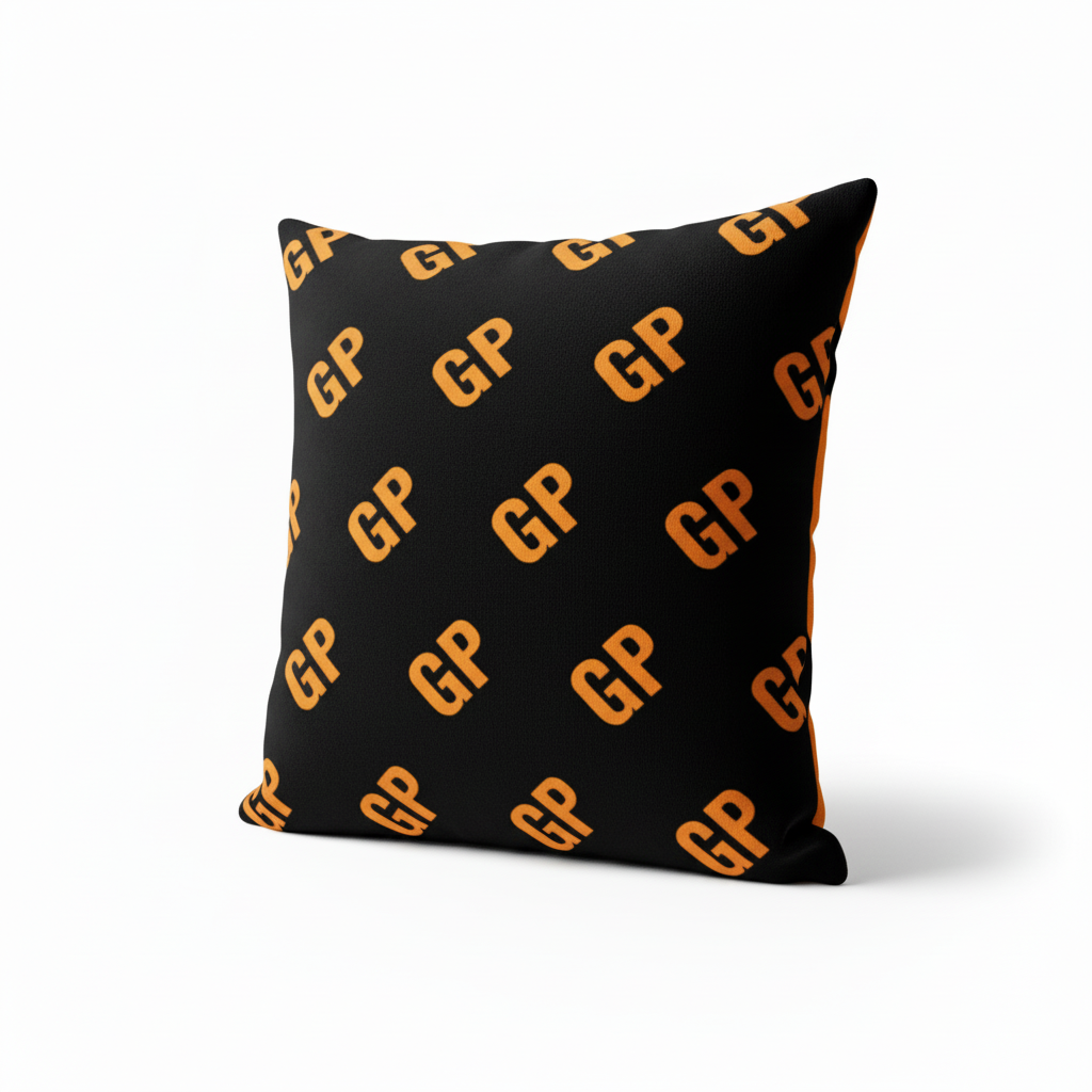 Almofada Personalizada - preta com laranja
