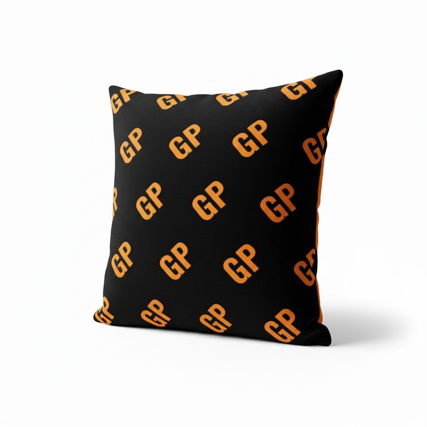 Almofada Personalizada - preta com laranja