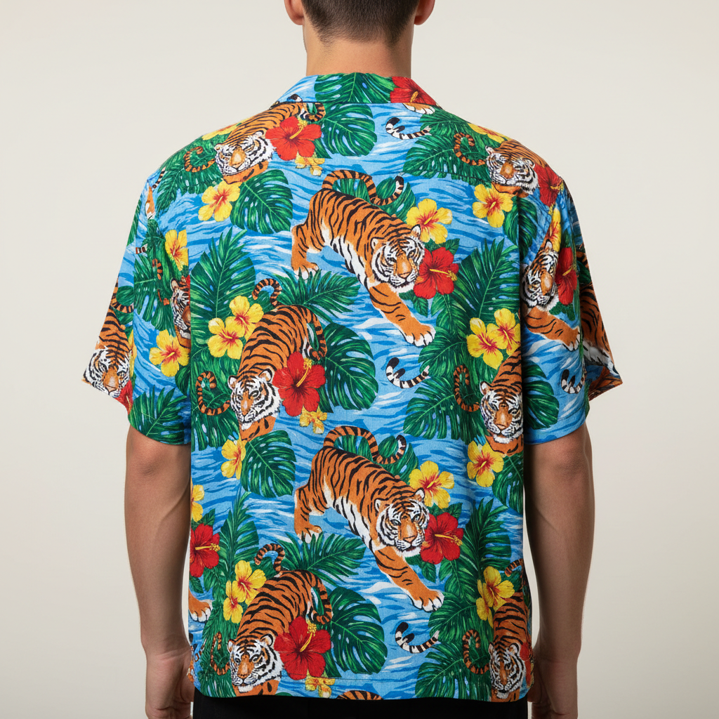 Camisa Havaiana vista de costas - impressão 360º