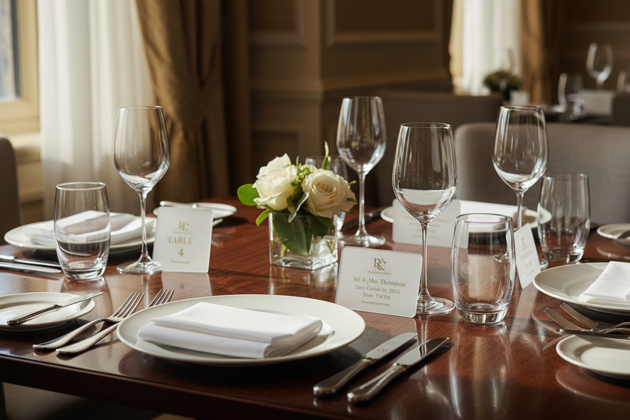 Cartões de mesa de restaurante