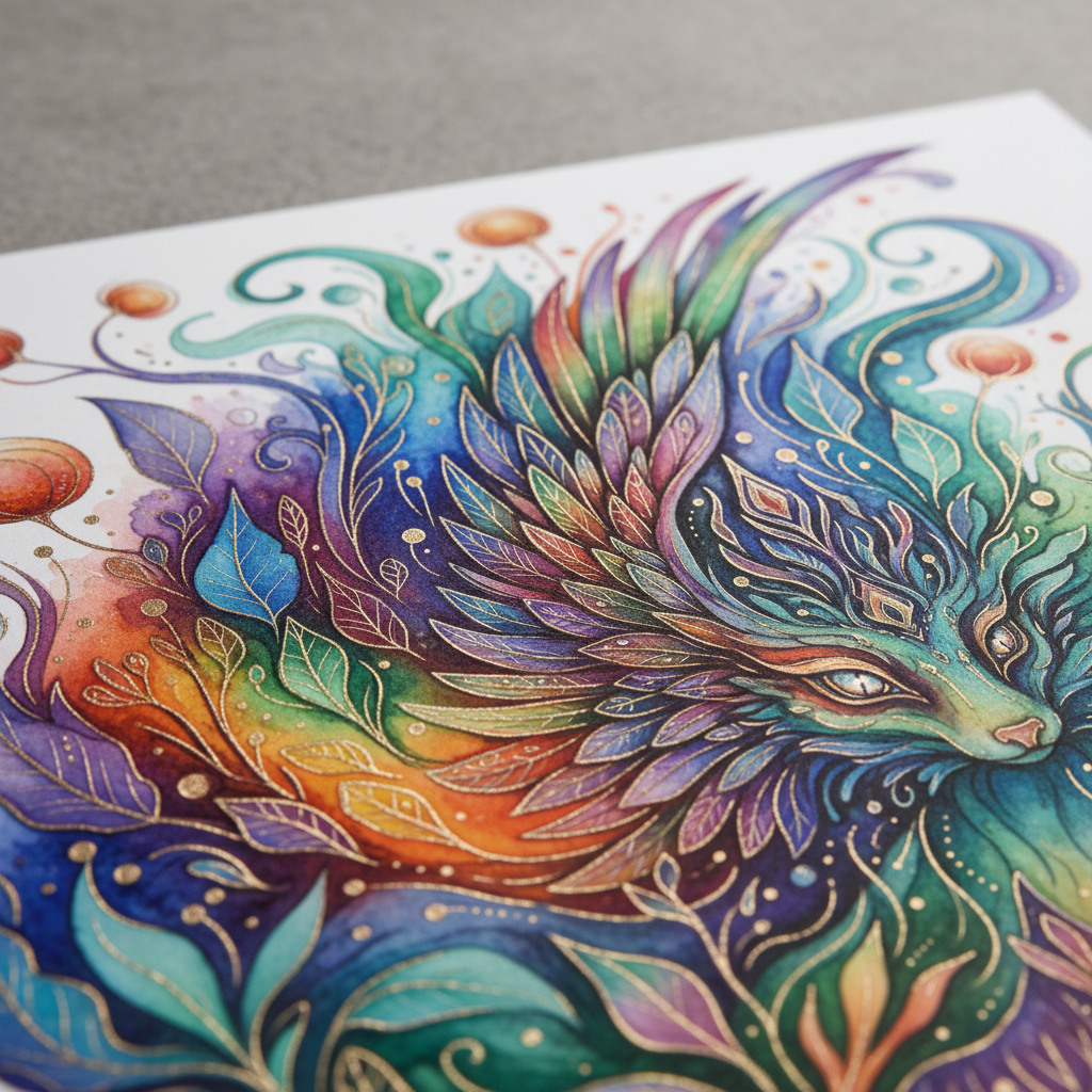 Detalhe da impressão de ilustração no A3