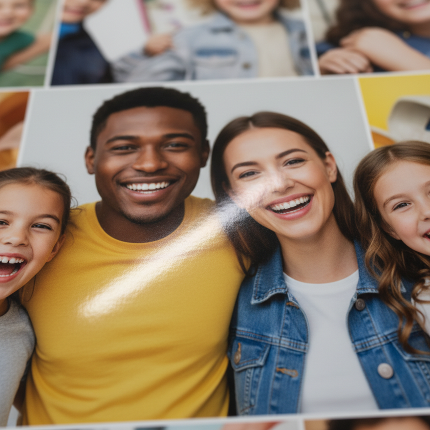 Detalhe da impressão UV em papel fotográfico