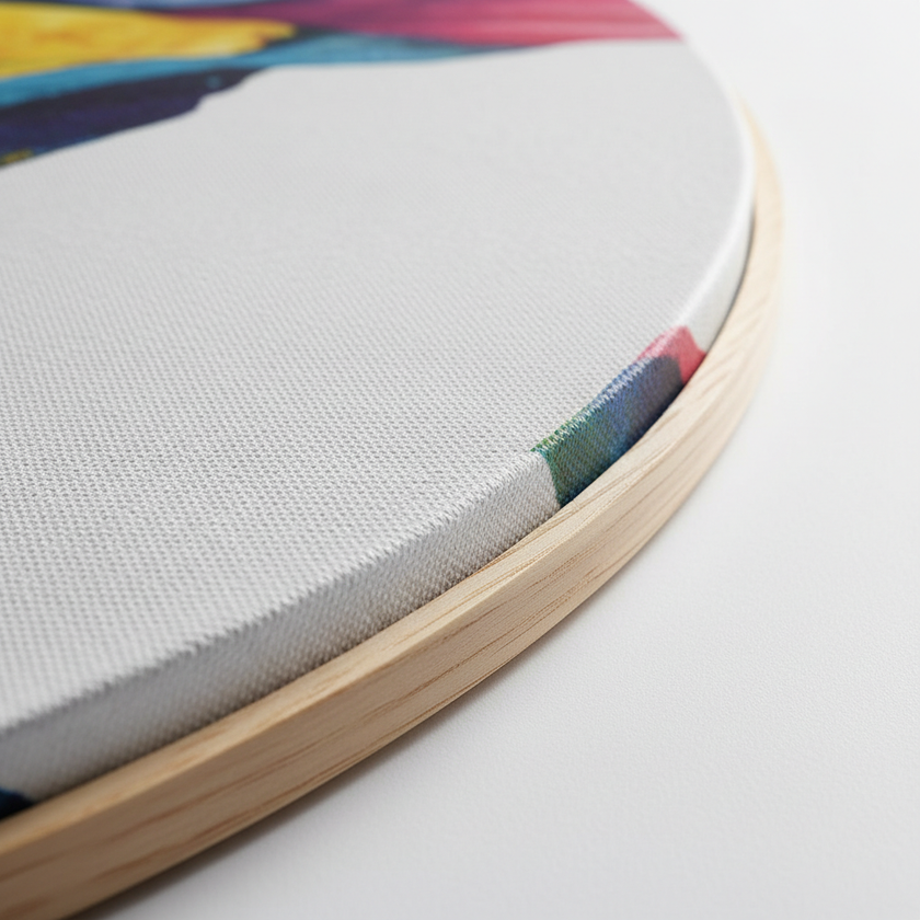 Detalhe textura e perfil 4cm da tela circular