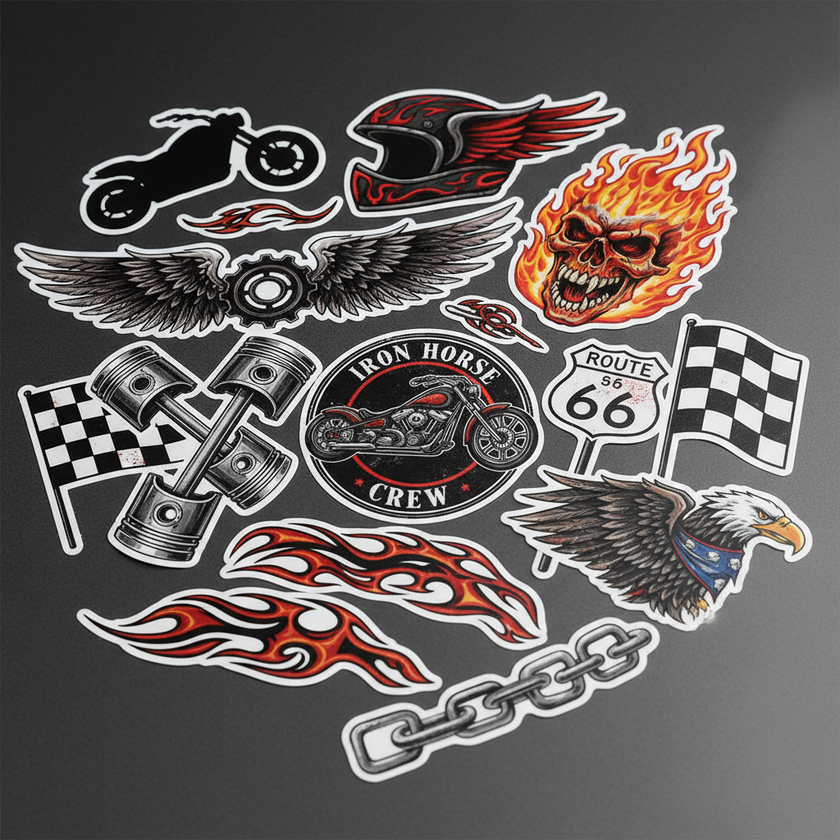 Die-cut motards formas variadas