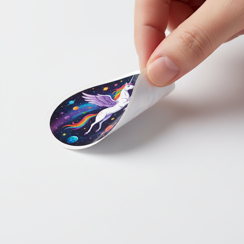 Die-cut um autocolante peeling correto