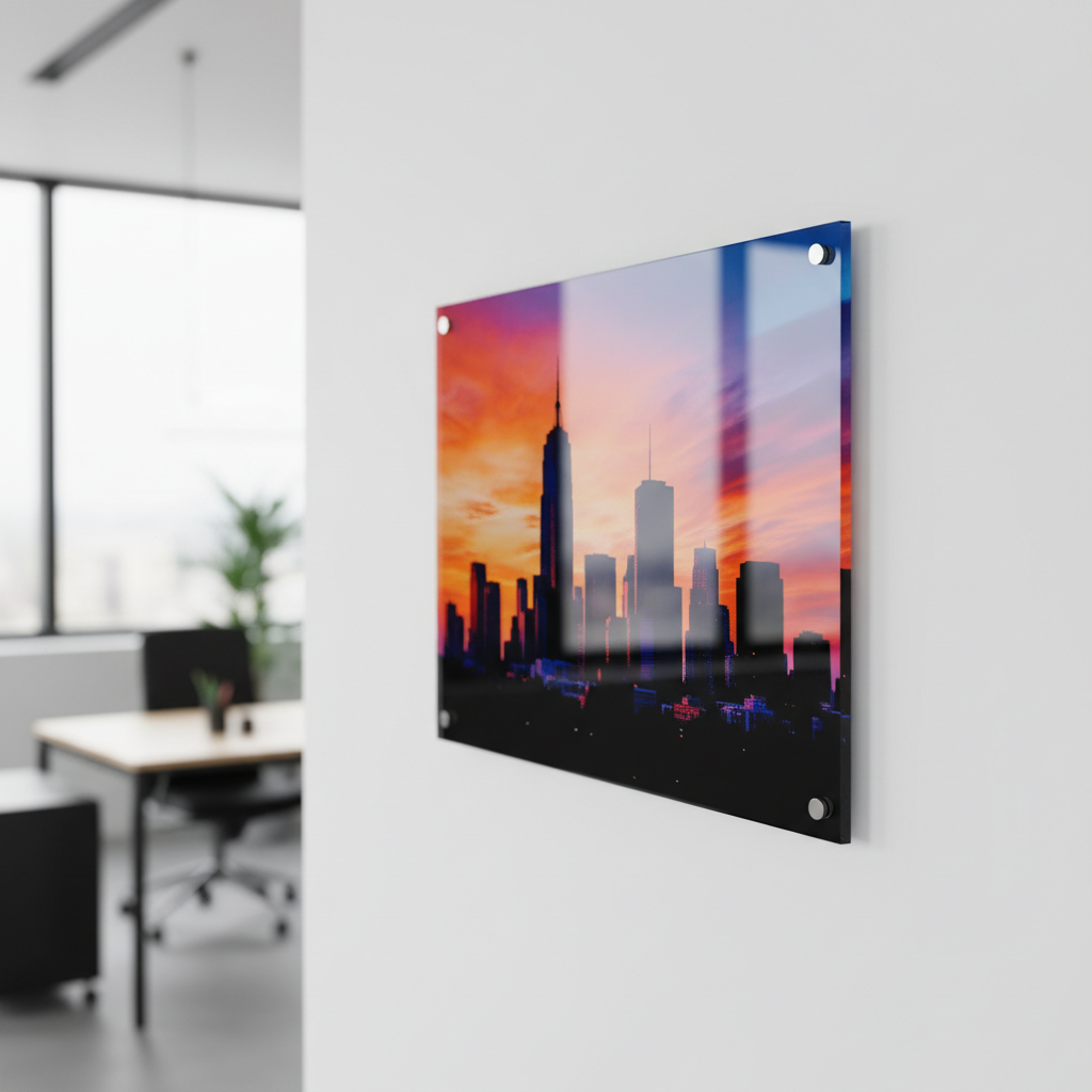 Foto acrílico 5mm comercial vista próxima