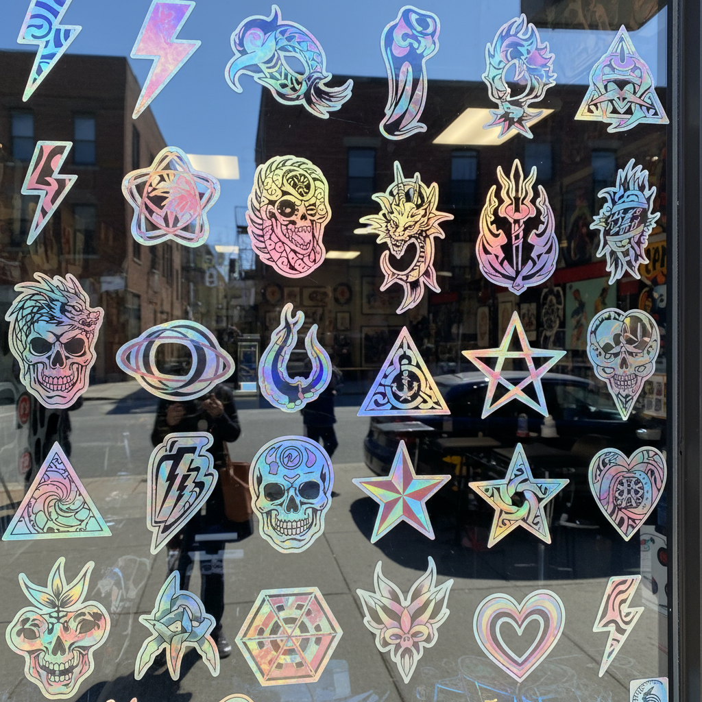 Holográficos loja tatuagens formas variadas