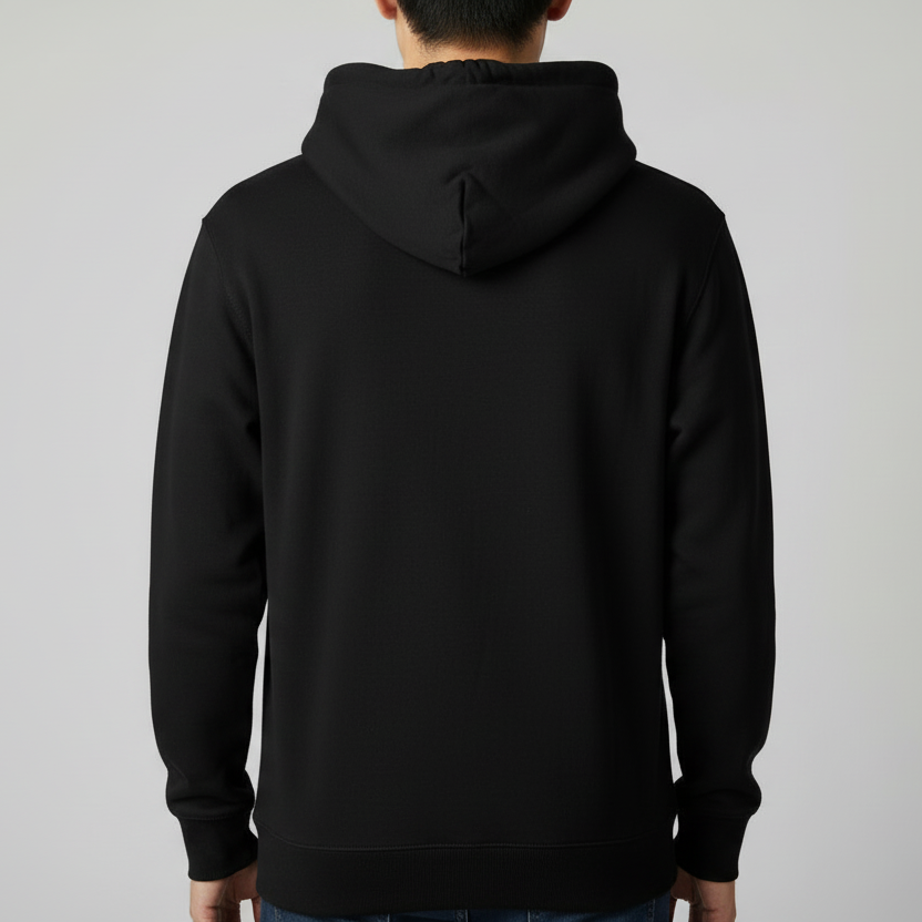 Hoodie Preto DTF com Modelo Costas