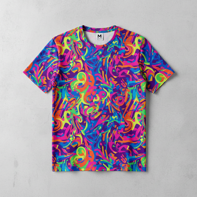 Mockup frente t-shirt fullprint - corpo, mangas e gola personalizados