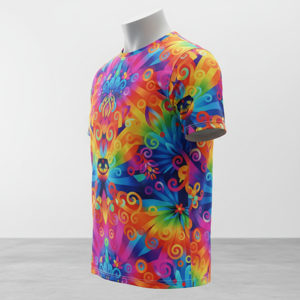 Mockup lateral t-shirt fullprint - destaque para mangas personalizadas