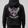 Mockup verso hoodie preto DTF com cores vibrantes