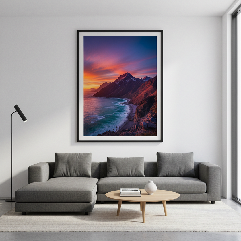 Poster A0 emoldurado com paisagem vibrante