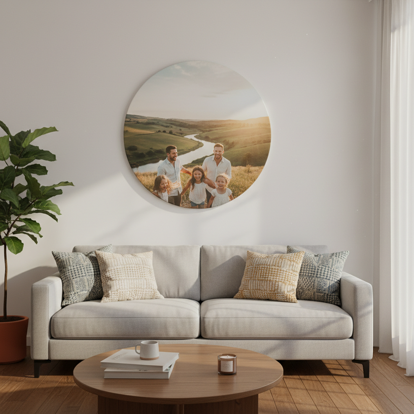 Tela Circular em sala de estar