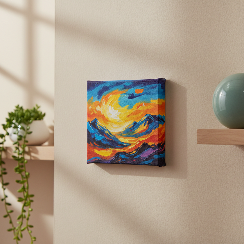 Tela quadrada pequena em close-up